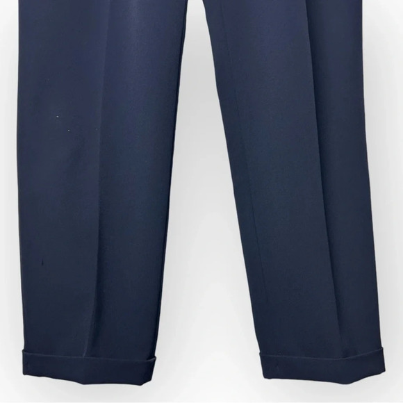 Riani Navy Blue Pleated & Cuffed Trousers 8 - Picture 6 of 7